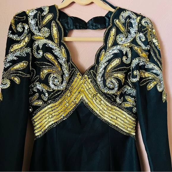 BNWT sequin and beaded vintage gown with open back 80s 1980s - Picture 1 of 6